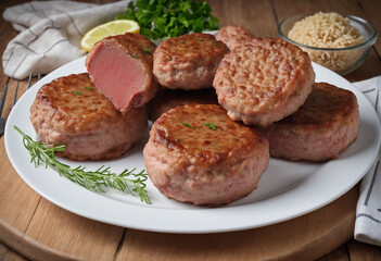 Detail shot of traditional Polish meat patties on a plate
