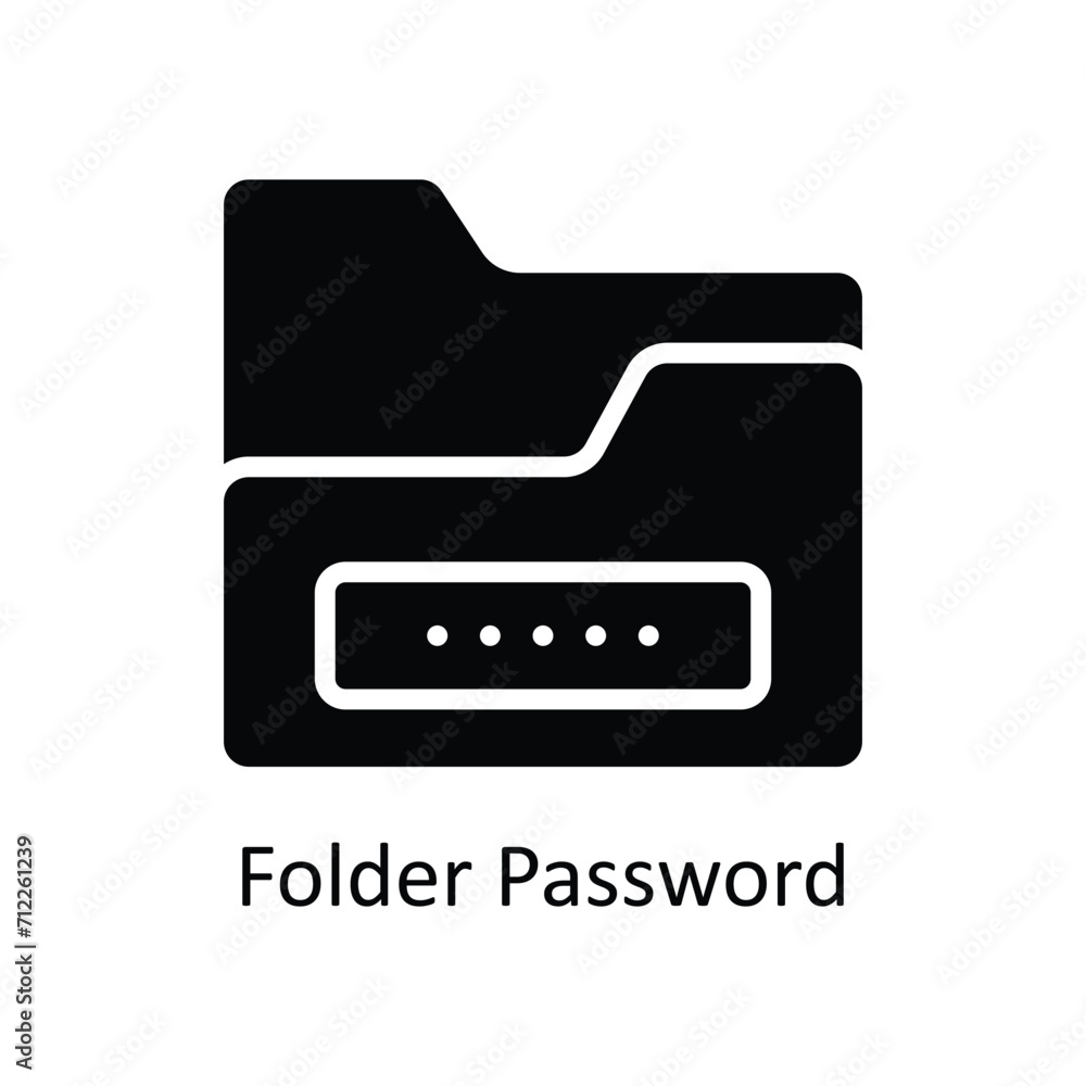 Aufkleber folder password vector solid icon style illustration. eps 10 file