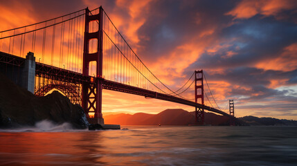 Fototapeta na wymiar Golden gate bridge at sunset
