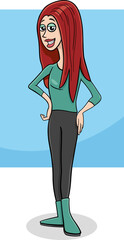 cartoon funny young woman or girl character
