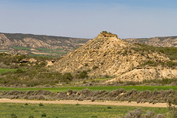Desert landscape of the Bardenas Reales in Spain