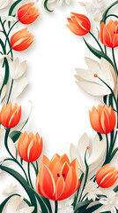 Cartoon style tulips border