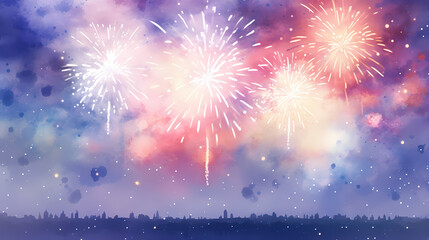 Obraz premium Beautiful creative holiday background with fireworks and sparkles