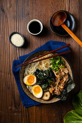 Traditional ramen with jerked pork or chicken.  With udon or ramen noodles. Served in classic...