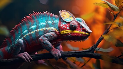 Adaptability and Change: A Chameleon Shifting Its Colors AI Generated AI Generated