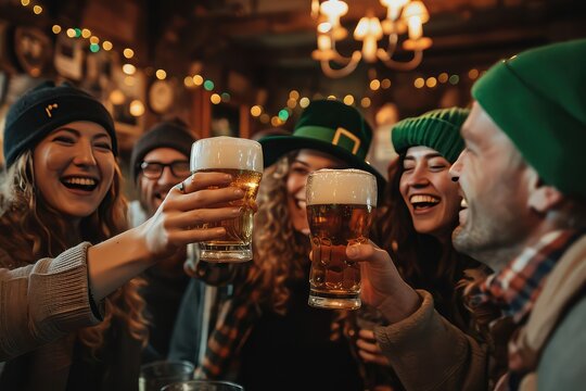 A group of friends celebrate St. Patrick's Day