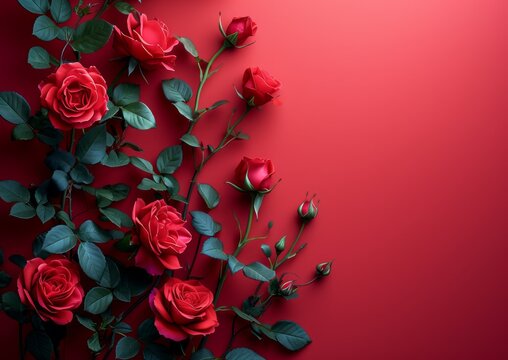 Valentine's Day Flowers Rose Roses Card 5x7  Background Wallpaper Image