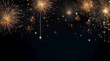 Fototapeta premium Happy New Year, burning fireworks with bokeh light background