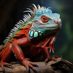 Fototapeta premium Portrait of Beatiful Color Chamelon extreme closeup. Generative AI