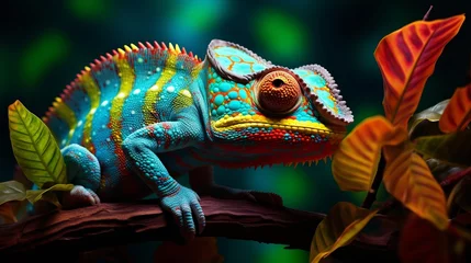 Foto op Canvas Adaptability and Change: A Chameleon Shifting Its Colors AI Generated © AlexandraRooss
