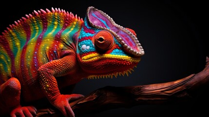 Obraz premium Adaptability and Change: Chameleon Shifting Colors AI Generated