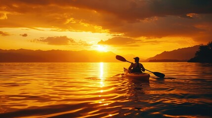 Sunset Kayaking: Outdoor Activity in Golden Horizons