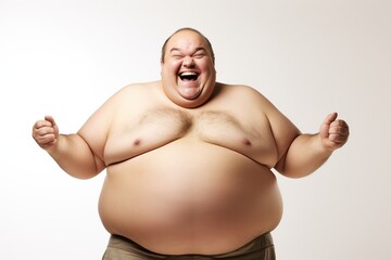 Fototapeta na wymiar Cute overweight man. Unhealthy concept