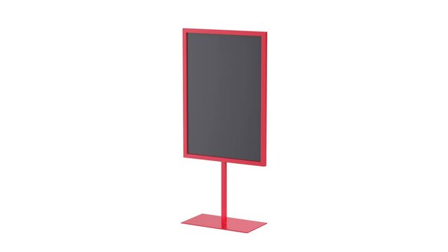 Empty red advertising stand on white background