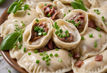 Liver and meat-filled pierogies or dumplings