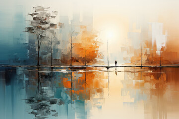 Obraz premium Abstract Colorful Landscape Art Composition extreme closeup. Generative AI