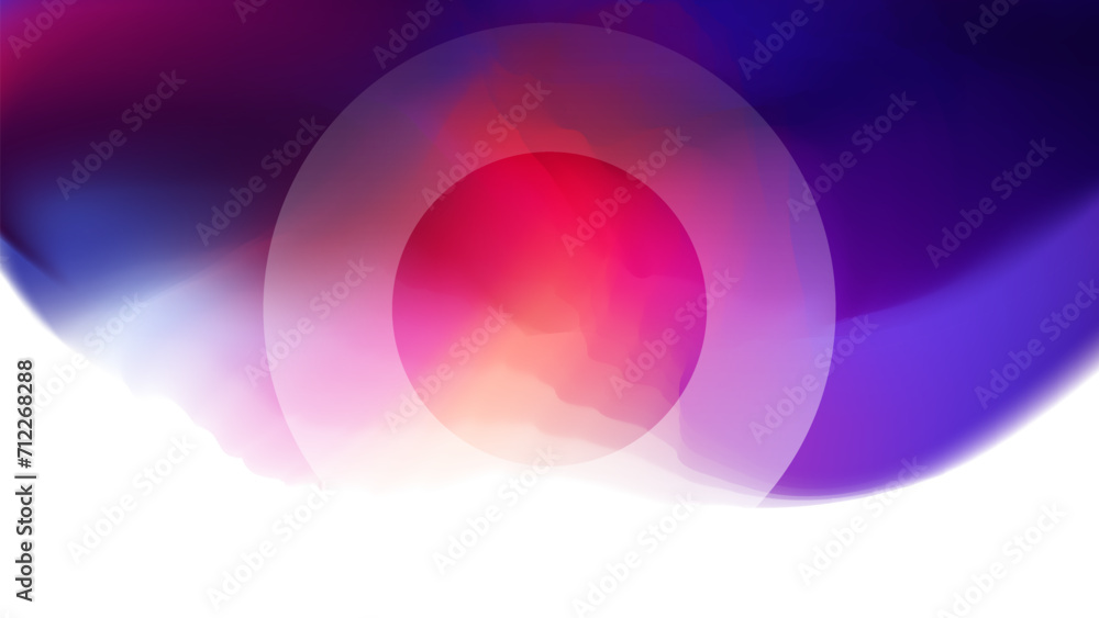 Poster Circle shape. Futuristic abstract blurred background with bright color gradients. Vibrant graphic template for creative graphic design. Vector illustration.