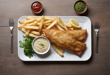 Tasty Fried Fish and Chips on a Plate