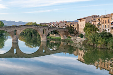 Fototapeta premium Puente la Reina. Way of St. James. Romanesque bridge.