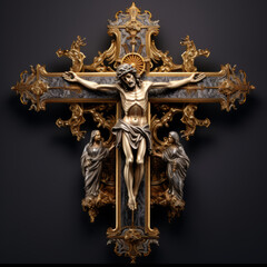 golden cross on a black background