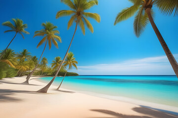 beach with palm trees. 