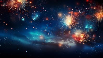 Fototapeta premium Fireworks background for celebration, holiday celebration concept
