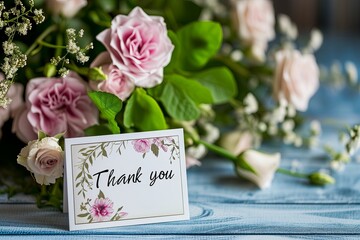 thank you card with flowers, generative ai