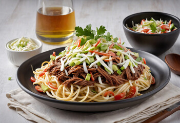 Shredded meat with crisp coleslaw