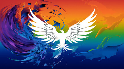 Fototapeta premium Free Taiwan flag with a dove of peace