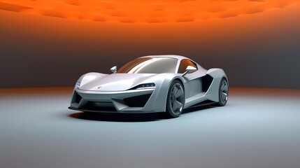 Fototapeta na wymiar Futuristic car on an abstract glowing background