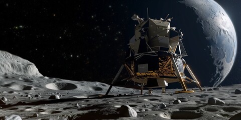 Probe on the surface of the moon - Powered by Adobe
