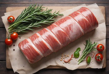 Italian roast pork in an aerial perspective