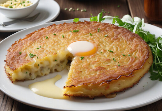 Close-Up Image of Swiss Rosti or Potato Pancake