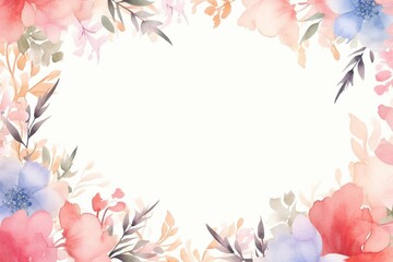 Fototapeta na wymiar Card template featuring beautiful watercolor flowers. Generative AI