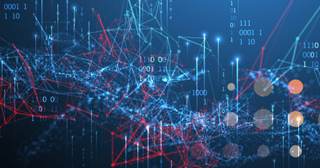 Big Data. Abstract digital futuristic vector illustration on technology background. Data mining and management concept. Hand drawn art.