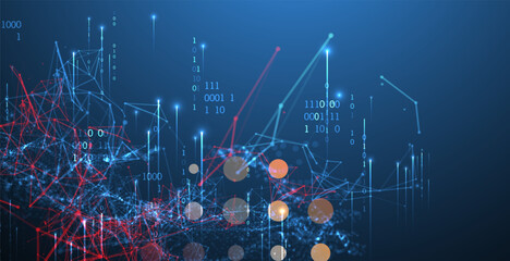 Fototapeta premium Big Data. Abstract digital futuristic vector illustration on technology background. Data mining and management concept. Hand drawn art.