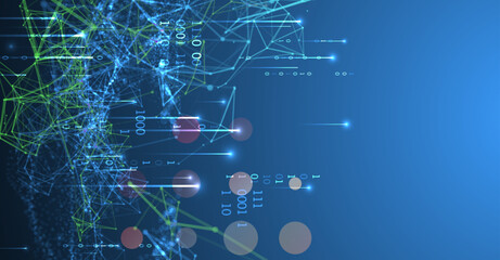 Big Data. Abstract digital futuristic vector illustration on technology background. Data mining and management concept. Hand drawn art.
