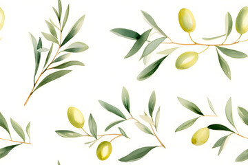 Seamless olive bunch fabric pattern. - obrazy, fototapety, plakaty