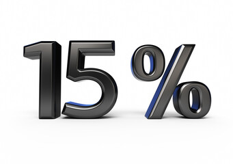 fifteen percent black render (isolated on white and clipping path)
