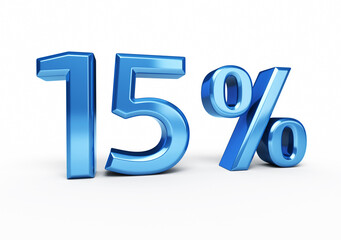 fifteen percent blue render (isolated on white and clipping path)
