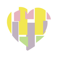 Happy Valentine's day. Greeting card with hearts. Heart made of abstract geometric pattern