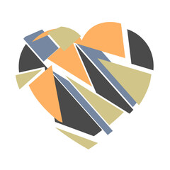 Obraz premium Happy Valentine's day. Greeting card with hearts. Heart made of abstract geometric pattern