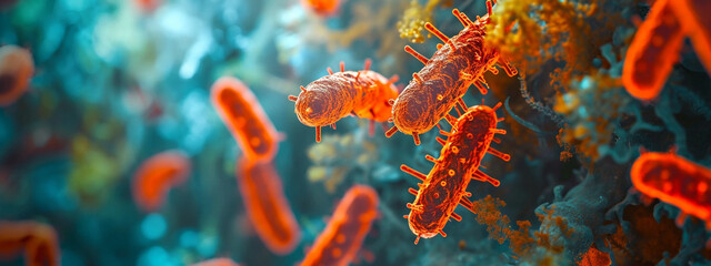 microorganisms close-up through a microscope