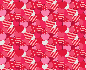 Romantic Red and Pink Hearts Seamless Pattern. Romantic Hearts Background. Valentine's Day Love Pattern Vector.
