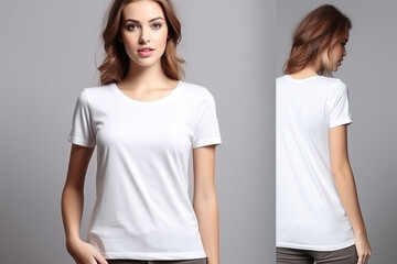 Woman in White Tshirt Mockup created with Generative AI