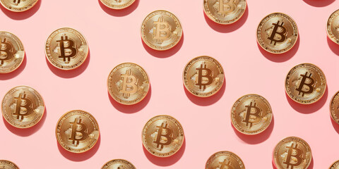 Bitcoin coin gold pattern background