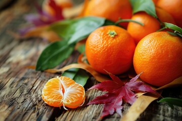 Citrus fruits include mandarin and tangerine with maple leaf as an addition
