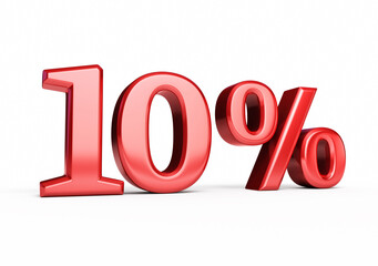 ten percent red render (isolated on white and clipping path)
