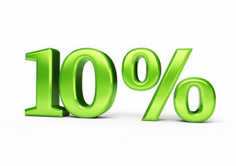 ten percent green render (isolated on white and clipping path)
