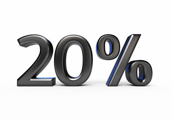 Twenty percent black render (isolated on white and clipping path)
